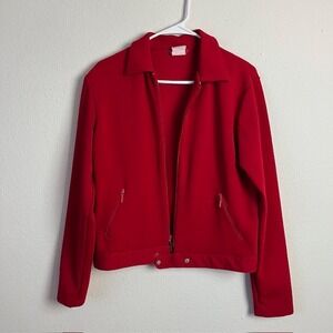 Esprit Red Full Zip M Fall Jacket‎ Collared Long Sleeve Pockets Casual Vibrant